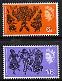 Great Britain 1965 Commonwealth Arts Festival unmounted mint set of 2 (ordinary) SG 669-70, stamps on , stamps on  stamps on dancing