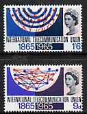 Great Britain 1965 ITU Centenary unmounted mint set of 2 (ordinary) SG 683-84, stamps on , stamps on  stamps on , stamps on  stamps on  itu , stamps on  stamps on communications