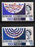 Great Britain 1965 ITU Centenary unmounted mint set of 2 (phosphor) SG 683-84p, stamps on , stamps on  itu , stamps on communications