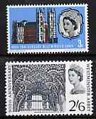 Great Britain 1966 900th Anniversary of Westminster Abbey unmounted mint set of 2 (ordinary) SG 687-88, stamps on churches    buildings    architecture, stamps on cathedrals