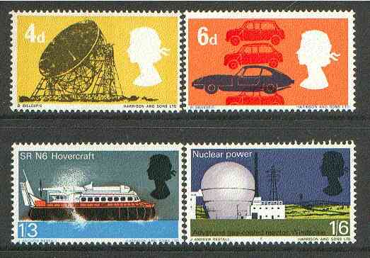 Great Britain 1966 British Technology unmounted mint set of 4 (ordinary) SG 701-04 , stamps on , stamps on  stamps on technology    science    atomics