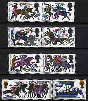 Great Britain 1966 Battle of Hastings unmounted mint set of 8 (phosphor) SG 705-12p, stamps on , stamps on  stamps on tapestry    textiles    history     vikings