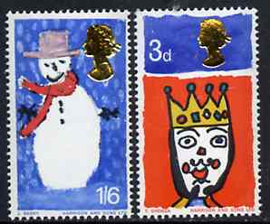 Great Britain 1966 Christmas unmounted mint set of 2 (phosphor) SG 713-14p, stamps on , stamps on  stamps on christmas, stamps on  stamps on arts