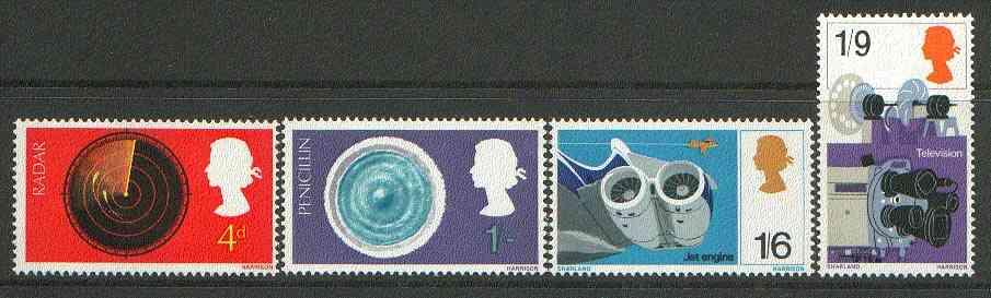 Great Britain 1967 British Discovery & Invention unmounted mint set of 4, SG 752-55, stamps on technology, stamps on science, stamps on inventions, stamps on  tv , stamps on 