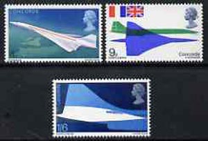 Great Britain 1969 First Flight of Concorde unmounted mint set of 3, SG 784-86*, stamps on , stamps on  stamps on aviation, stamps on  stamps on concorde