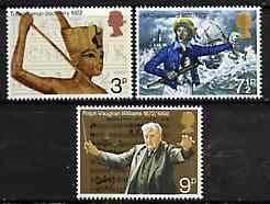 Great Britain 1972 General Anniversaries set of 3 unmounted mint SG901-3, stamps on , stamps on  stamps on egyptology    music    rescue