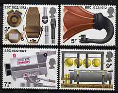 Great Britain 1972 Broadcasting Anniversaries set of 4 unmounted mint, SG 909-12, stamps on technology, stamps on radio, stamps on music, stamps on entertainments, stamps on cameras   