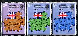 Great Britain 1973 Britain's Entry into EEC unmounted mint set of 3 SG 919-21, stamps on , stamps on  stamps on constitutions, stamps on flags  