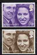 Great Britain 1973 Royal Wedding perf set of 2 unmounted mint SG 941-42, stamps on royalty   anne, stamps on anne & mark