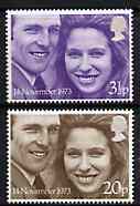 Great Britain 1973 Royal Wedding perf set of 2 unmounted mint SG 941-42, stamps on , stamps on  stamps on royalty   anne, stamps on  stamps on anne & mark