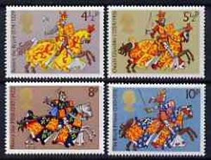 Great Britain 1974 Medieval Warriors set of 4 unmounted mint, SG 958-61, stamps on , stamps on  stamps on history   militaria   horse, stamps on  stamps on horses, stamps on  stamps on spiders