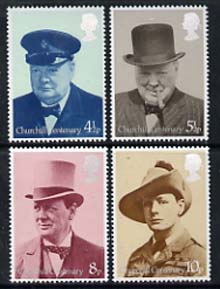 Great Britain 1974 Birth Centenary of Sir Winston Churchill set of 4 unmounted mint, SG 962-65, stamps on , stamps on  stamps on churchill    personalities