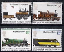 Great Britain 1975 150th Anniversary of Public Railways set of 4 unmounted mint, SG 984-87, stamps on railways, stamps on scots, stamps on scotland     