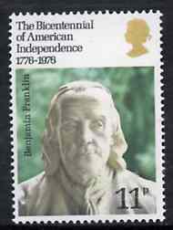 Great Britain 1976 Bicentenary of American Revolution unmounted mint, SG 1005*, stamps on , stamps on  stamps on americana    statue     revolutions