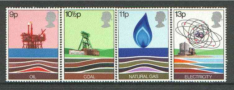 Great Britain 1978 Energy Resources unmounted mint set of 4, SG 1050-53, stamps on , stamps on  stamps on science, stamps on  stamps on  oil , stamps on  stamps on chemistry, stamps on energy, stamps on coal, stamps on mining, stamps on atomics