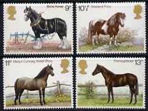 Great Britain 1978 Horses set of 4 unmounted mint, SG 1063-66*, stamps on , stamps on  stamps on animals    horses, stamps on horse racing