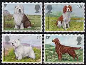 Great Britain 1979 Dogs set of 4 unmounted mint SG 1075-78 (gutter pairs available price x 2), stamps on , stamps on  stamps on animals, stamps on dogs, stamps on sheepdog, stamps on setter, stamps on west highland terrier, stamps on springer spaniel