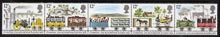 Great Britain 1980 Liverpool & Manchester Railway 150th Anniversary unmounted mint strip of 5 (gutter pairs available price x 2) SG 1113a, stamps on railways