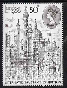 Great Britain 1980 'London 1980' International Stamp Exhibition, unmounted mint SG 1118 (gutter pairs available price x 2), stamps on stamp exhibitions, stamps on buildings