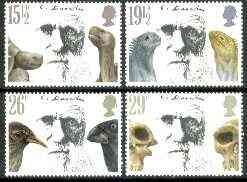 Great Britain 1982 Death Centenary of Charles Darwin set of 4 unmounted mint, SG 1175-78 (gutter pairs available price x 2), stamps on , stamps on  stamps on animals, stamps on  stamps on personalities, stamps on  stamps on dinosaurs, stamps on  stamps on death, stamps on  stamps on darwin