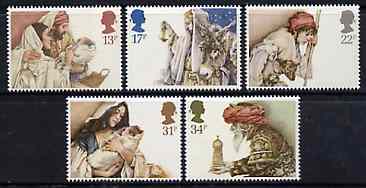 Great Britain 1984 Christmas set of 5 unmounted mint, SG 1267-71 (gutter pairs available price x 2), stamps on christmas