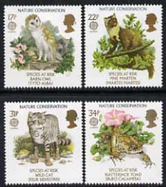Great Britain 1986 Europa - Nature Conservation set of 4 unmounted mint, SG 1320-23, stamps on europa, stamps on owls, stamps on birds of prey, stamps on martin, stamps on cats, stamps on toad, stamps on frogs