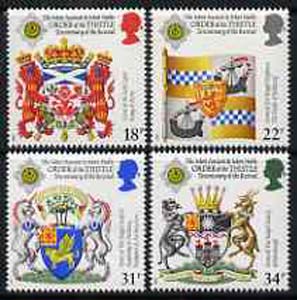 Great Britain 1987 Revival of the Order of the Thistle unmounted mint set of 4, SG 1363-66, stamps on arms, stamps on heraldry