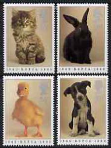 Great Britain 1990 Royal Society for Prevention of Cruelty to Animals 150th Anniversary set of 4 unmounted mint SG 1479-82, stamps on , stamps on  stamps on animals, stamps on  stamps on cats, stamps on  stamps on dogs, stamps on  stamps on vets