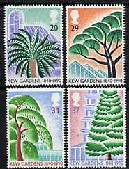 Great Britain 1990 Kew Gardens 150th Anniversary set of 4 unmounted mint SG 1502-05, stamps on , stamps on  stamps on flowers, stamps on  stamps on trees, stamps on  stamps on parks