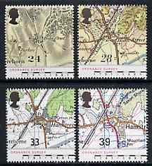 Great Britain 1991 Bicentenary of Ordnance Survey set of 4 unmounted mint, SG 1578-81, stamps on maps
