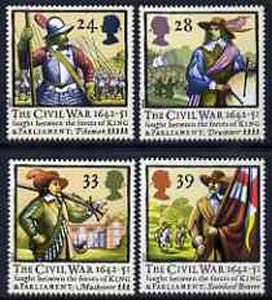 Great Britain 1992 Civil War 350th Anniversary set of 4 unmounted mint, SG 1620-23, stamps on , stamps on  stamps on militaria    history