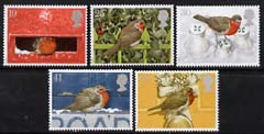 Great Britain 1995 Christmas - Robins set of 5 unmounted mint SG 1896-1900, stamps on , stamps on  stamps on christmas    robin    birds    postbox