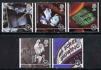 Great Britain 1996 Centenary of the Cinema unmounted mint set of 5 SG 1920-24, stamps on cinema, stamps on theatre, stamps on films, stamps on entertainments