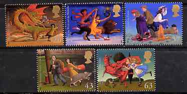 Great Britain 1998 Famous Children's Fantasy Novels set of 5 unmounted mint, SG 2050-54*, stamps on children, stamps on literature, stamps on dragon, stamps on lion, stamps on fairy tales