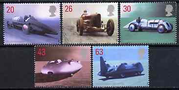 Great Britain 1998 British Land Speed Record Holders set of 5 unmounted mint, SG 2059-63*, stamps on , stamps on  stamps on racing cars, stamps on 