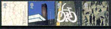 Great Britain 2000 Millennium Projects #05 - Art & Craft set of 4 unmounted mint SG 2142-45, stamps on tiles, stamps on ceramics, stamps on arts, stamps on museums, stamps on buildings, stamps on bicycles, stamps on lowry, stamps on millennium