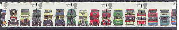 Great Britain 2001 Buses se-tenant strip of 5 unmounted mint SG 2210a, stamps on , stamps on  stamps on buses, stamps on transport