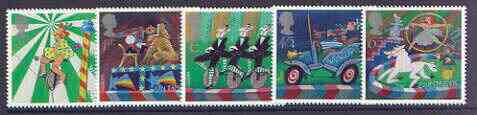 Great Britain 2002 Europa - Circus set of 5 unmounted mint SG 2275-79, stamps on , stamps on  stamps on circus, stamps on  stamps on entertainments, stamps on  stamps on clowns, stamps on  stamps on bicycles, stamps on  stamps on lions, stamps on  stamps on europa