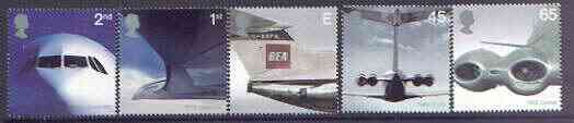 Great Britain 2002 Airliners - 50 Years of Jet Travel set of 5 unmounted mint SG 2284-88, stamps on , stamps on  stamps on aviation, stamps on  stamps on concorde, stamps on  stamps on comet, stamps on  stamps on trident, stamps on  stamps on vc-10