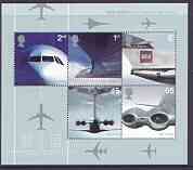 Great Britain 2002 Airliners - 50 Years of Jet Travel m/sheet unmounted mint SG MS 2289, stamps on aviation, stamps on concorde, stamps on comet, stamps on trident, stamps on vc-10