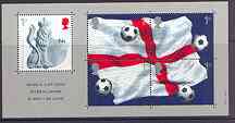 Great Britain 2002 Football World Cup m/sheet containing 5 x first class stamps unmounted mint SG MS 2292, stamps on football, stamps on flags, stamps on sport