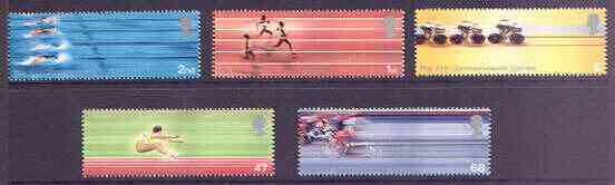 Great Britain 2002 Commonwealth Games set of 5 unmounted mint SG 2299-2303, stamps on , stamps on  stamps on sport, stamps on  stamps on swimming, stamps on  stamps on running, stamps on  stamps on bicycles, stamps on  stamps on long jump, stamps on  stamps on disabled