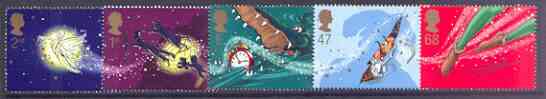 Great Britain 2002 Peter Pan perf set of 5 unmounted mint SG 2304-08, stamps on children, stamps on clocks, stamps on crocodiles, stamps on pirates, stamps on fairy tales, stamps on , stamps on scots, stamps on scotland