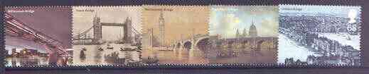 Great Britain 2002 London's Bridges perf set of 5 unmounted mint SG 2309-13, stamps on , stamps on  stamps on bridges, stamps on  stamps on civil engineering, stamps on  stamps on london