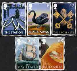 Great Britain 2003 Pub Signs perf set of 5 unmounted mint SG 2392-96, stamps on , stamps on  stamps on alcohol, stamps on  stamps on railways, stamps on  stamps on wheat, stamps on  stamps on farming, stamps on  stamps on ships, stamps on  stamps on keys, stamps on  stamps on swans, stamps on  stamps on beer