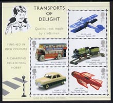 Great Britain 2003 Transport of Delight (Toys) perf m/sheet containing set of 5 values unmounted mint, SG MS 2402, stamps on transport, stamps on toys, stamps on aviation, stamps on buses, stamps on railways, stamps on cars, stamps on models