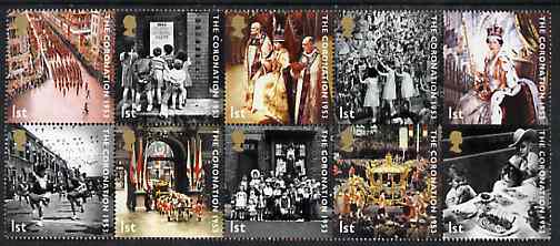 Great Britain 2003 50th Anniversary of Coronation perf set of 10 unmounted mint, SG 2368-75, stamps on royalty, stamps on coronation, stamps on 