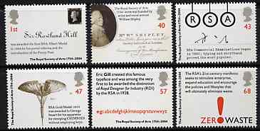 Great Britain 2004 Royal Society of Arts perf set of 6 unmounted mint SG 2473-78, stamps on , stamps on  stamps on printing, stamps on  stamps on arts, stamps on  stamps on crafts, stamps on  stamps on rowland hill, stamps on  stamps on stamp on stamp, stamps on  stamps on , stamps on  stamps on stamponstamp