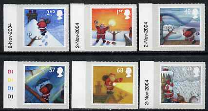 Great Britain 2004 Christmas self-adhesive set of 6 unmounted mint SG 2495-2500, stamps on , stamps on  stamps on christmas, stamps on  stamps on self adhesive, stamps on  stamps on santa