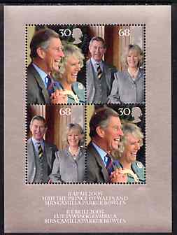 Great Britain 2005 Royal Wedding (Charles & Camilla) perf m/sheet containing 2 sets of 2 values unmounted mint, stamps on , stamps on  stamps on royalty, stamps on  stamps on charles, stamps on  stamps on camilla